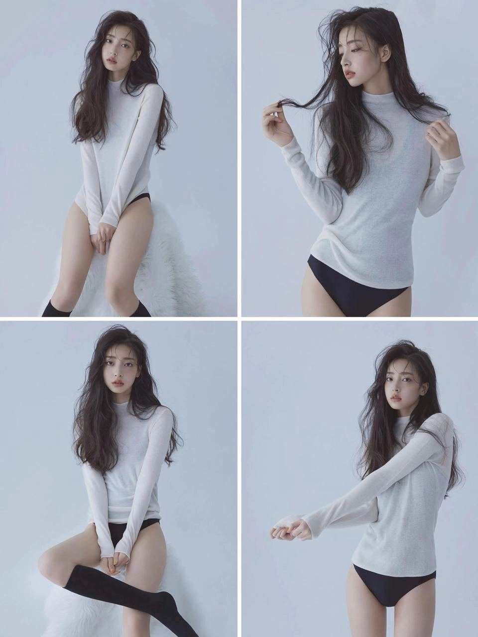 穿着白色衬衫的女人为一系列照片。