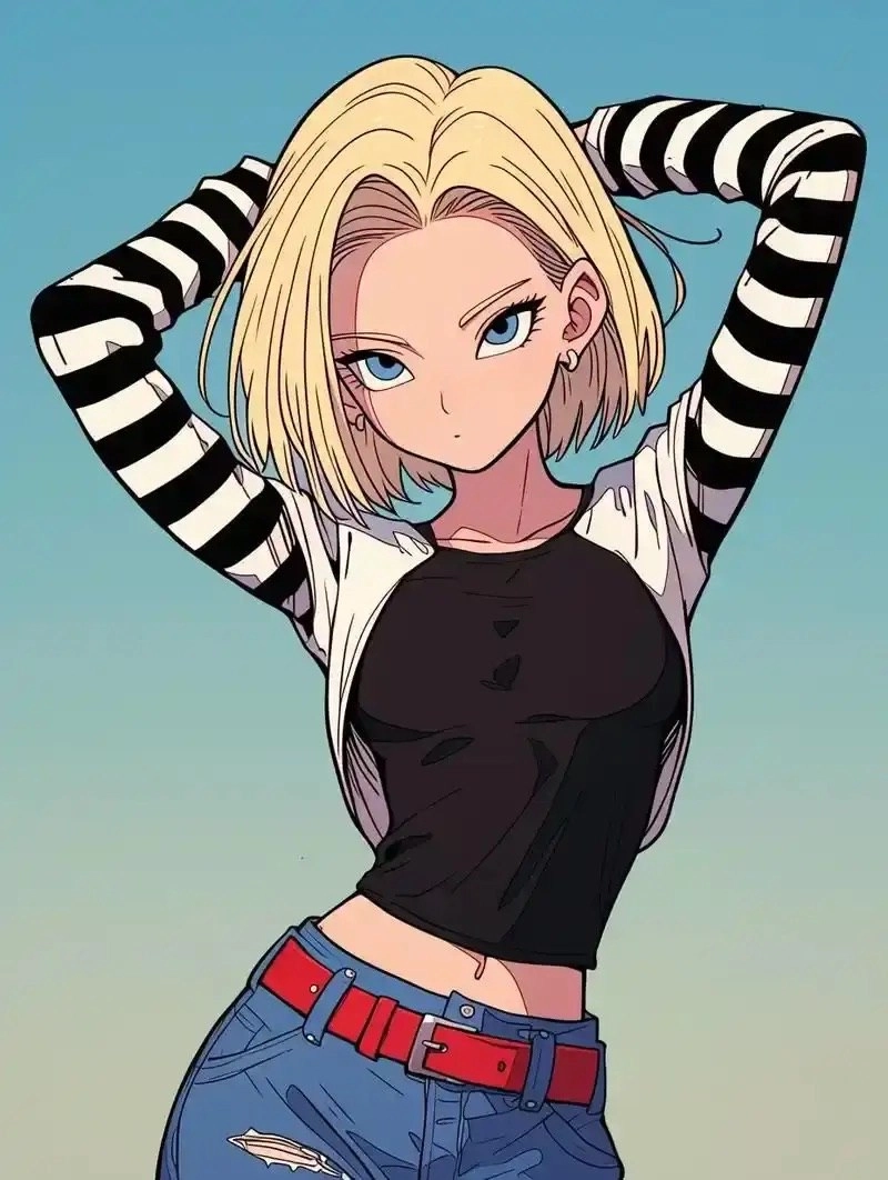 条纹装扮的小妞，表情有点儿意思